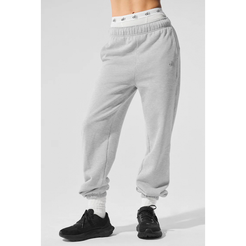 Alogant ženske jogger hlače s fleeceom, širok kroj, elastični pojas, opušteni casual stil, baršunasta podstava