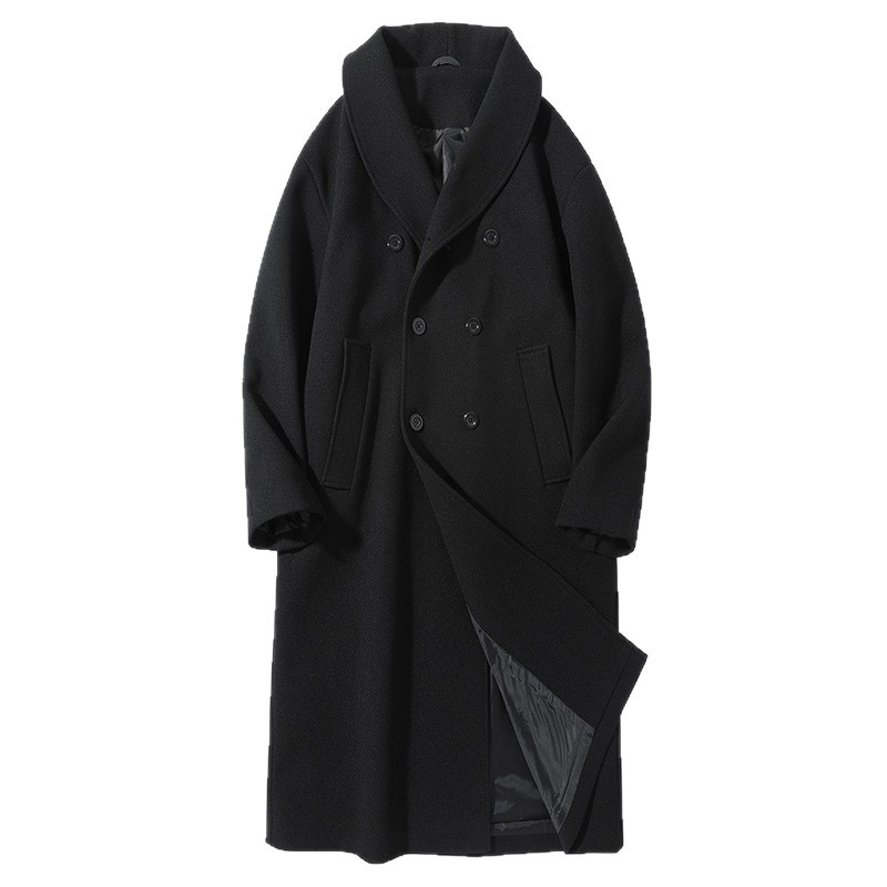 Muški vuneni kaput, dvostruko kopčanje, kratka duljina, korejski stil, bočne džepove