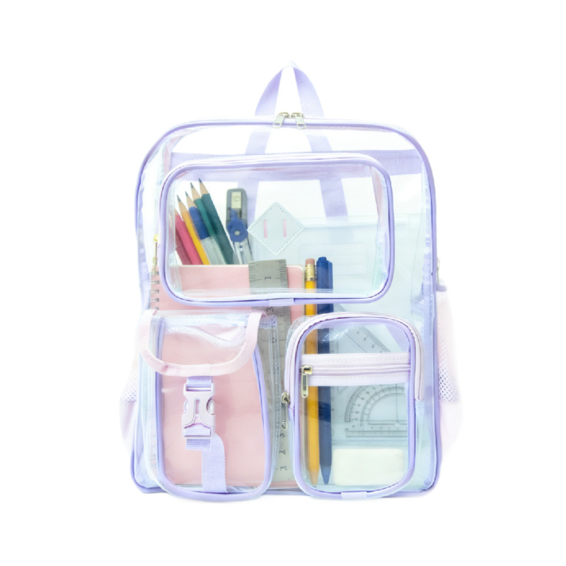 Proziran PVC ruksak za školu, unisex, gradski minimalistički stil