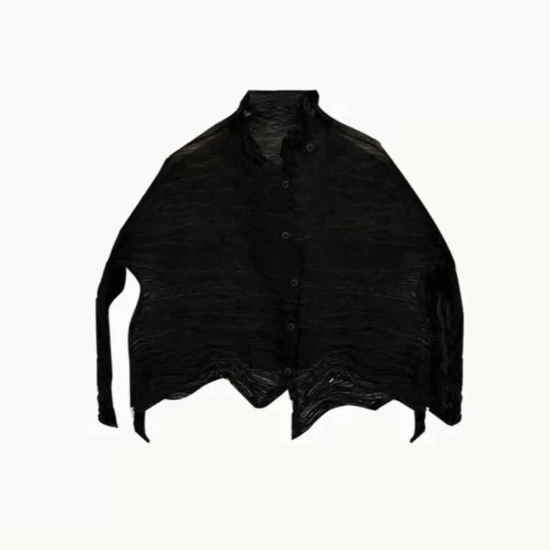 Женска блуза от полиестер (95%+), едноцветна, със стойкова яка, дълги ръкави, свободна кройка, стандартна дължина