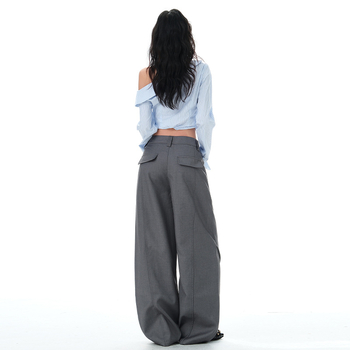 Pantaloni pentru femei Scimitar, croială largă, talie înaltă, croială lejeră, țesătură din lână, toamnă 2025