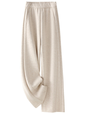 Pantaloni casual pentru femei, talie înaltă, fleece căptuți, drepti, groși pentru iarna 2025, stil japano-coreean de relaxare