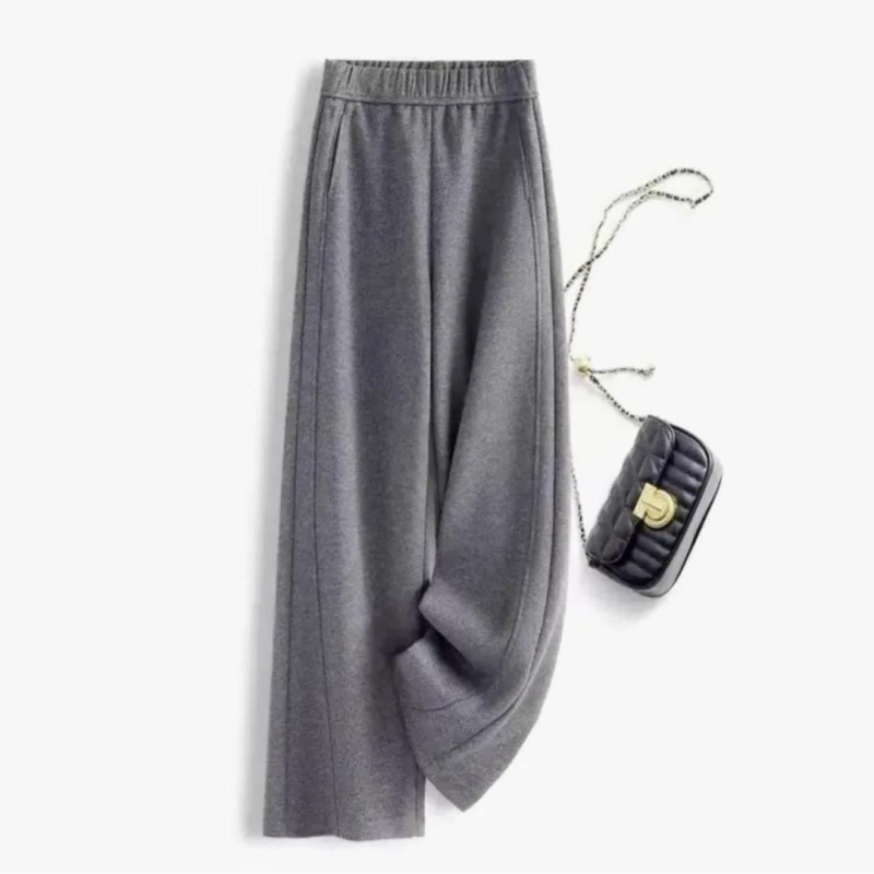 Pantaloni casual pentru femei, talie înaltă, fleece căptuți, drepti, groși pentru iarna 2025, stil japano-coreean de relaxare