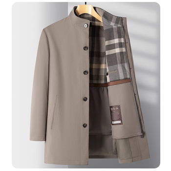Palton pentru navetă zilnică, cu guler înalt, închidere cu nasturi, lungime medie