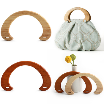 Mâner din lemn pentru geantă – lemn solid, formă semicerc C, lucrat manual pentru genți din pânză (DIY), accesorii pentru geantă