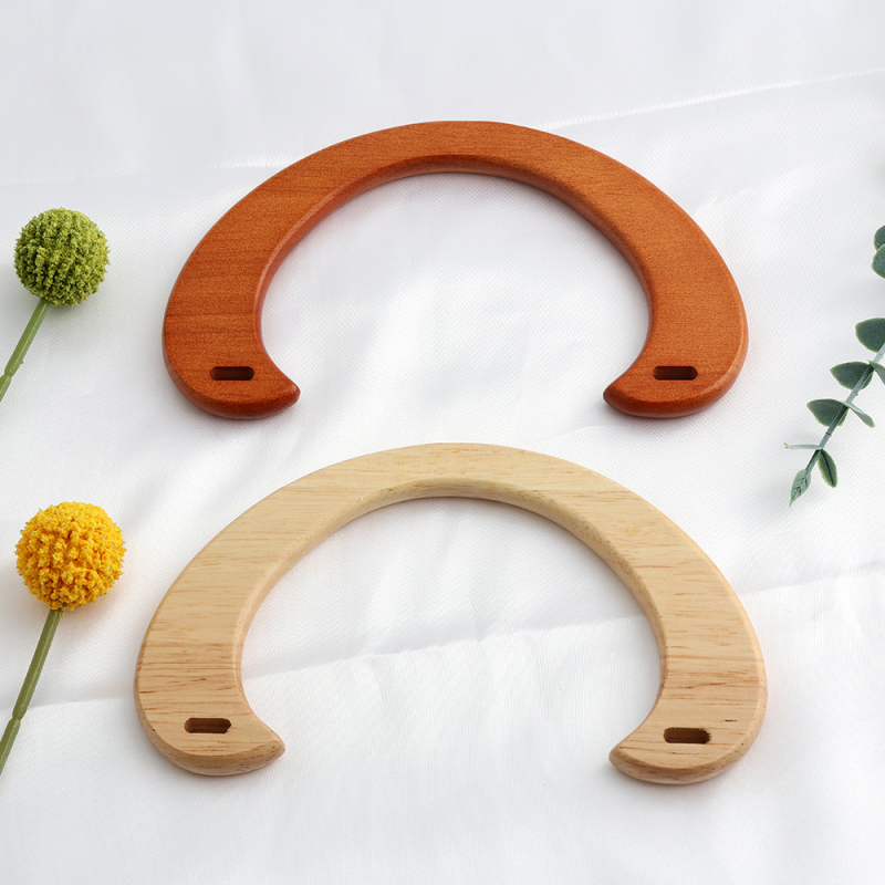Mâner din lemn pentru geantă – lemn solid, formă semicerc C, lucrat manual pentru genți din pânză (DIY), accesorii pentru geantă