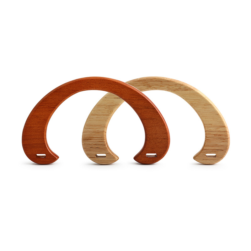 Mâner din lemn pentru geantă – lemn solid, formă semicerc C, lucrat manual pentru genți din pânză (DIY), accesorii pentru geantă