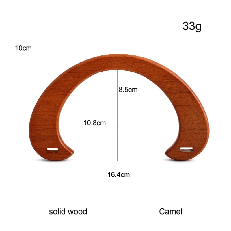 Mâner din lemn pentru geantă – lemn solid, formă semicerc C, lucrat manual pentru genți din pânză (DIY), accesorii pentru geantă