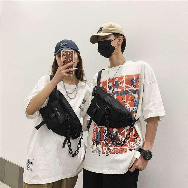 Geantă de talie pentru bărbați, stil stradal, nylon, impermeabil, model 301