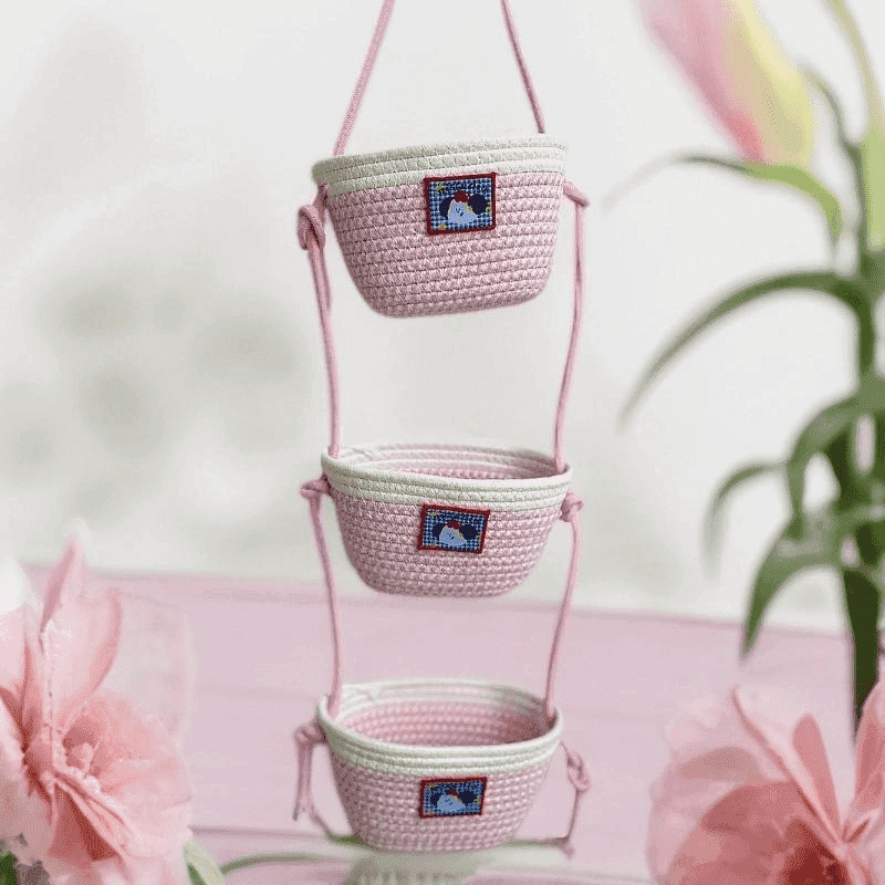 Organizator de depozitare suspendat pentru perete, material nețesut, design cu țesut din fire de bumbac, depozitare la birou, lansat în 2025