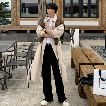 Muški trench kaput, korejski stil, ovratnik Lapel, jednostruko kopčanje, širok kroj