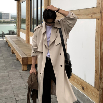 Muški trench kaput, korejski stil, ovratnik Lapel, jednostruko kopčanje, širok kroj