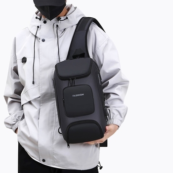 Muška torba za prsa — gradski stil, Oxford platno, USB sučelje, vodootporna, otporna na habanje, proširiva