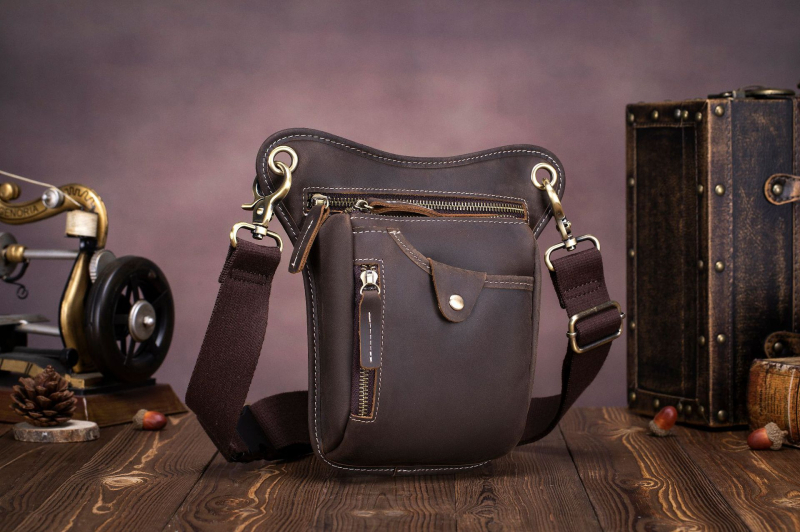 Muška kožna crossbody torba s Crazy Horse završnom obradom, otporna na habanje, podstava od poliestera