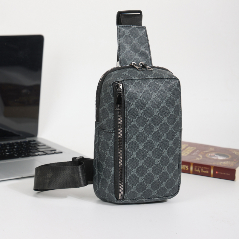 Muška torbica za prsa s crossbody dizajnom, ulični stil, PU materijal, prugasti uzorak, podstava od poliester