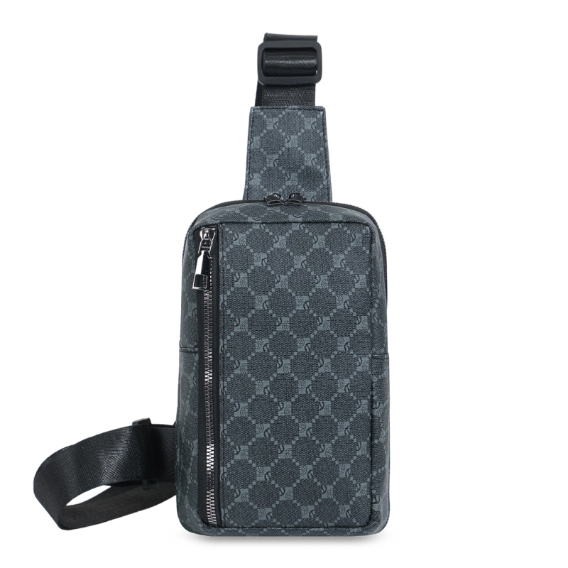 Muška torbica za prsa s crossbody dizajnom, ulični stil, PU materijal, prugasti uzorak, podstava od poliester