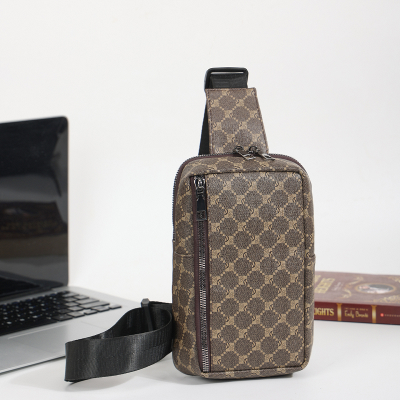 Muška torbica za prsa s crossbody dizajnom, ulični stil, PU materijal, prugasti uzorak, podstava od poliester