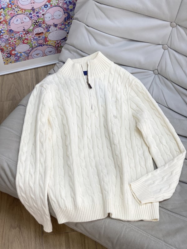 Pulover din amestec de lână, cu guler înalt cu fermoar parțial, tricotat cu model cablu, gros, mâneci lungi