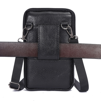 Muška kožna torbica za struk/ramena — Top-Grain Cowhide, vodootporna, proširiva, sklopiva, YIXUAN