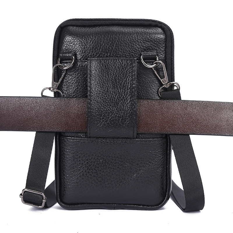 Muška kožna torbica za struk/ramena — Top-Grain Cowhide, vodootporna, proširiva, sklopiva, YIXUAN