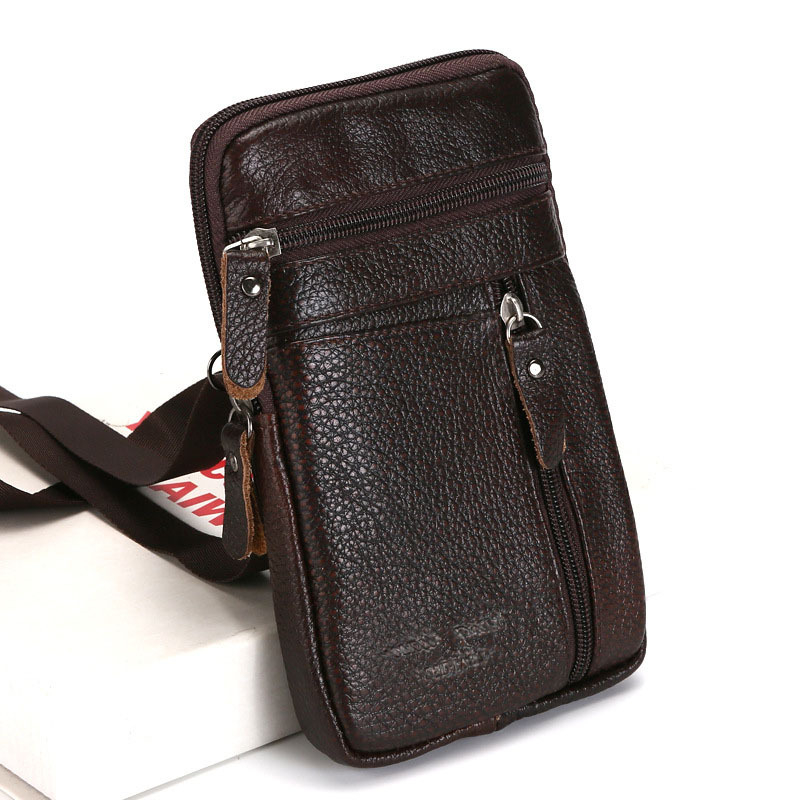 Muška kožna torbica za struk/ramena — Top-Grain Cowhide, vodootporna, proširiva, sklopiva, YIXUAN