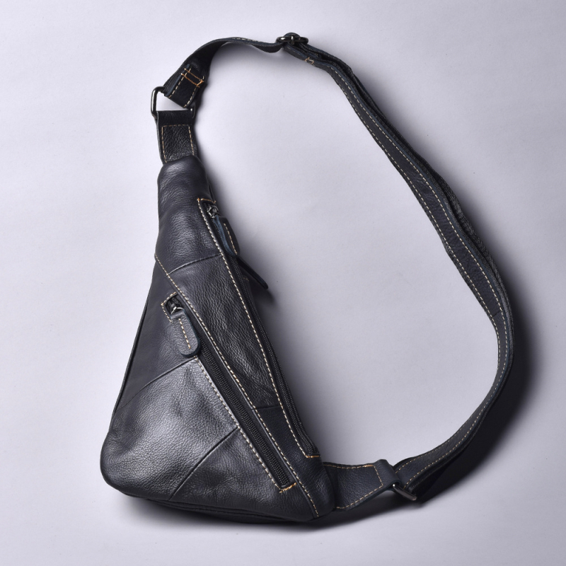 Muška Chest Bag od prave kože – gradski stil, koža gornjeg sloja teleće kože, otpornost na trošenje, jednobojni dizajn, zimska sezona 2024