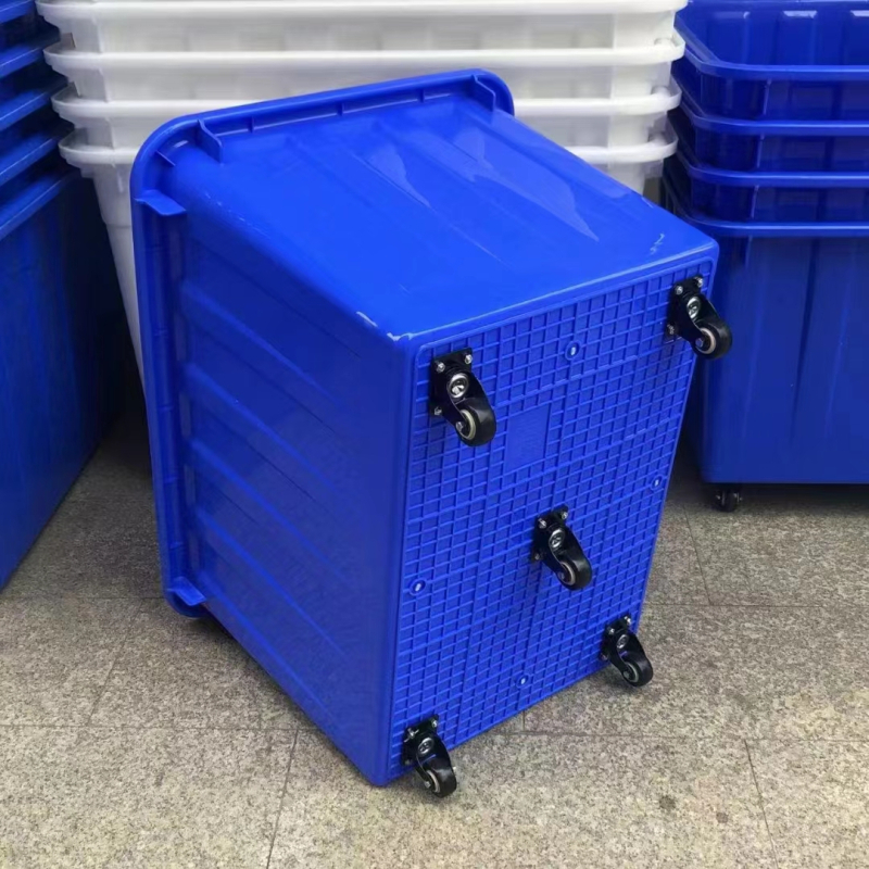 Container plastic cu roți, 300 L, material PE, încărcare 200 kg, cu capac