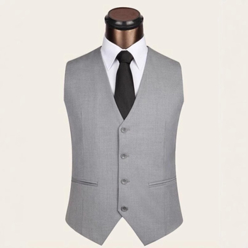 Muška slim-fit prsluk – Monokromatski uzorak, 80% viskoze u pamukovoj smjesi, Heng Qiong, poslovni stil