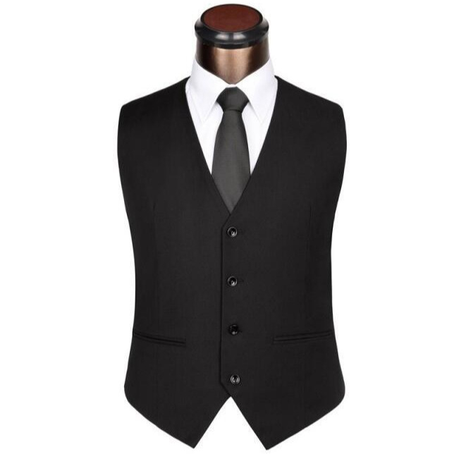 Muška slim-fit prsluk – Monokromatski uzorak, 80% viskoze u pamukovoj smjesi, Heng Qiong, poslovni stil