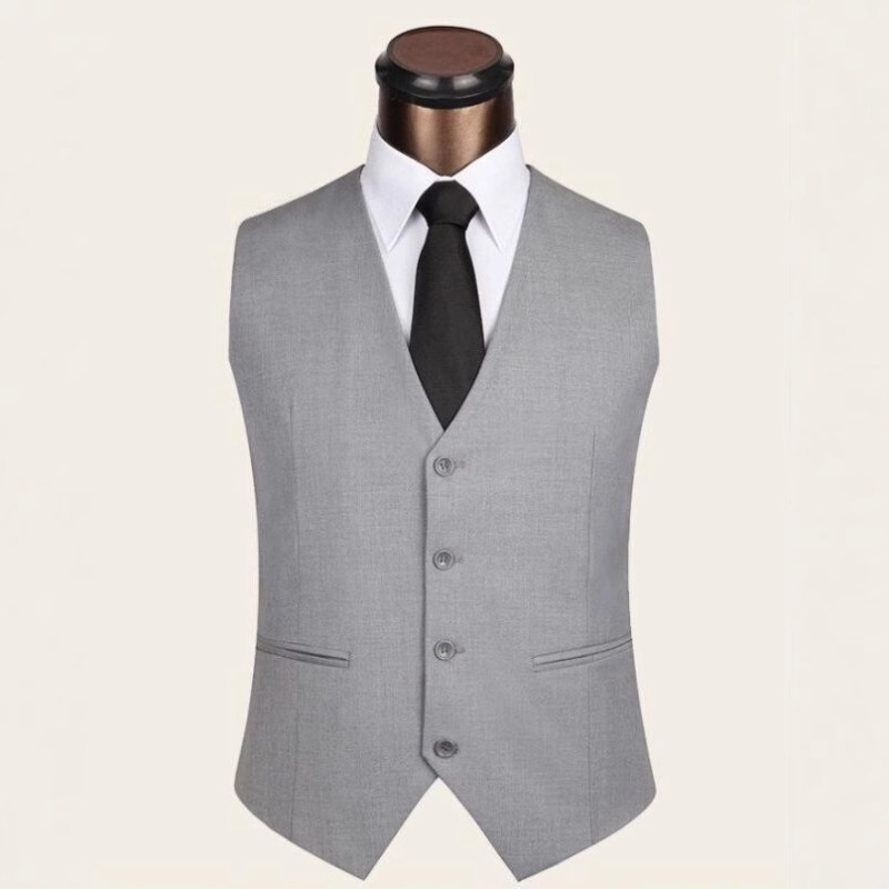 Muška slim-fit prsluk – Monokromatski uzorak, 80% viskoze u pamukovoj smjesi, Heng Qiong, poslovni stil