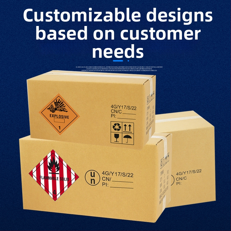 Obal pre nebezpečné látky: skladací kartón pre lítiové batérie a chemikálie, ofsetová tlač, vlnitý kartón, 230 GSM, čistá hmotnosť 230 g, tuhosť
