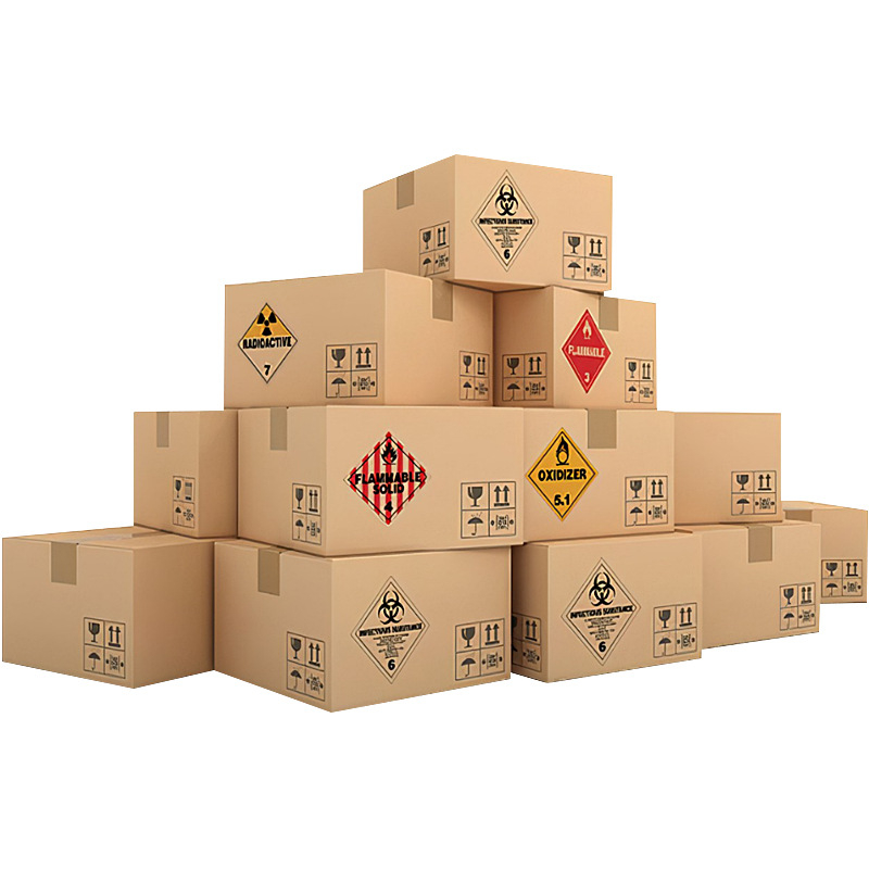 Carton pentru mărfuri periculoase: carton pliabil pentru baterii Li-ion și produse chimice, imprimare offset, carton ondulat, 230 GSM, greutate netă 230 g, rigidizare