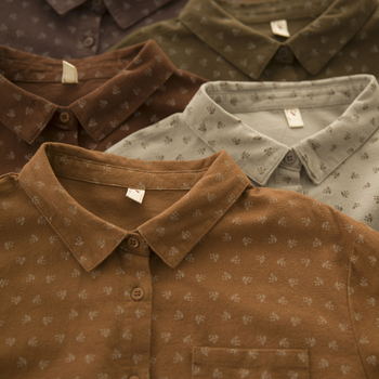 Ženska košulja od pamuka s polo ovratnikom, dugi rukavi, patchwork i književno-retro stil, 95% pamuk