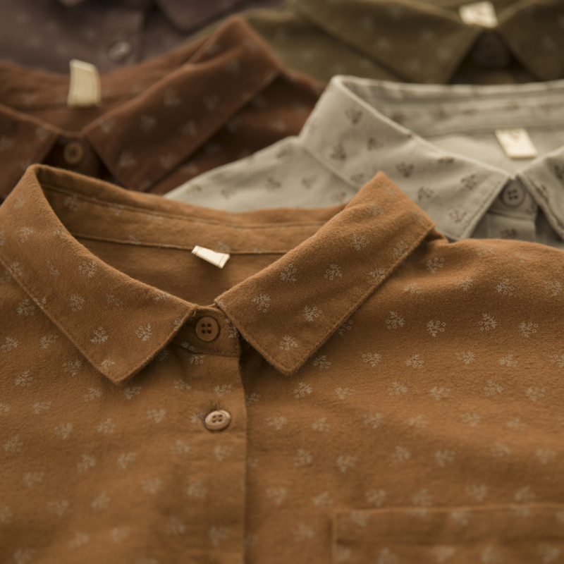 Ženska košulja od pamuka s polo ovratnikom, dugi rukavi, patchwork i književno-retro stil, 95% pamuk