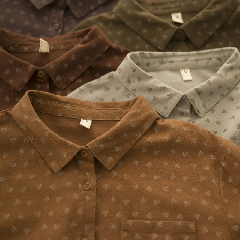 Ženska košulja od pamuka s polo ovratnikom, dugi rukavi, patchwork i književno-retro stil, 95% pamuk