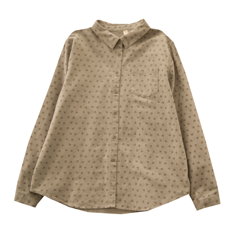 Ženska košulja od pamuka s polo ovratnikom, dugi rukavi, patchwork i književno-retro stil, 95% pamuk