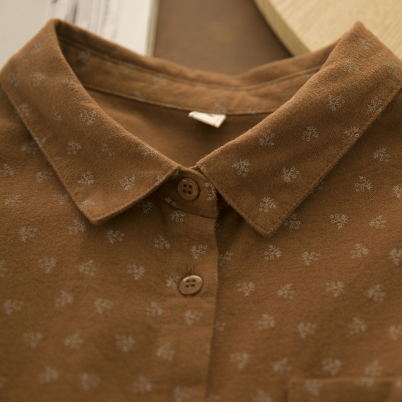 Ženska košulja od pamuka s polo ovratnikom, dugi rukavi, patchwork i književno-retro stil, 95% pamuk
