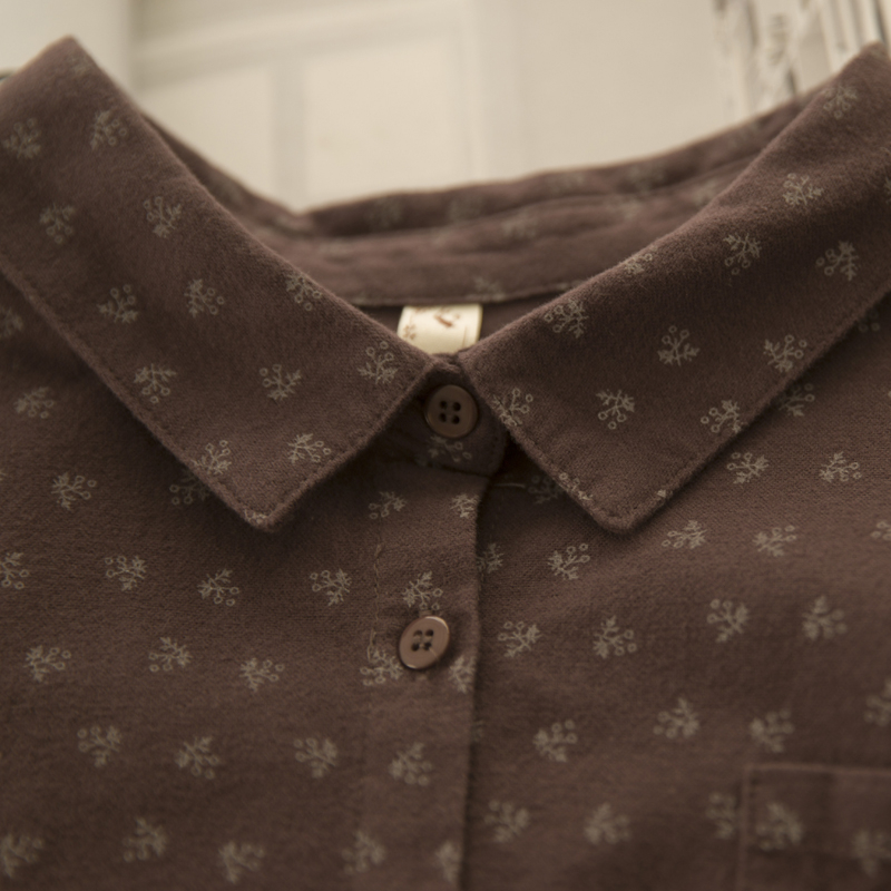 Ženska košulja od pamuka s polo ovratnikom, dugi rukavi, patchwork i književno-retro stil, 95% pamuk