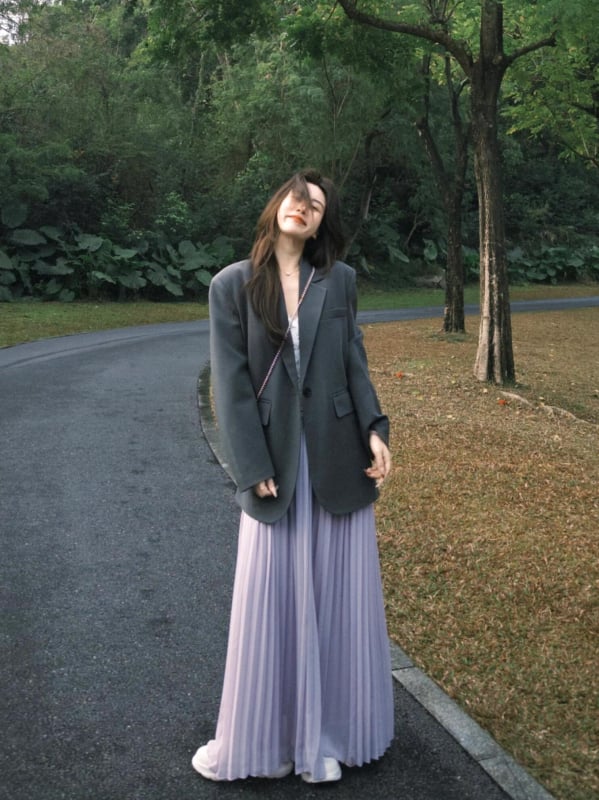 Sacou de femei în stil coreean, oversize, cu un nasture, guler de sacou, mâneci lungi, toamnă 2025