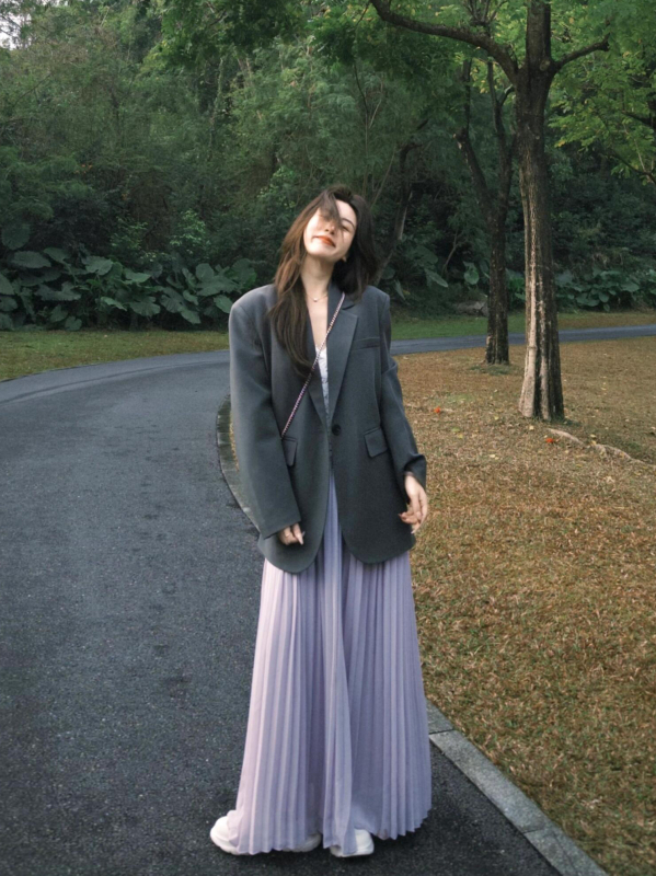 Sacou de femei în stil coreean, oversize, cu un nasture, guler de sacou, mâneci lungi, toamnă 2025