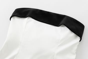 6920 Őszi 2024 Női váll nélküli top, színblokkoló patchwork és masni – poliészter