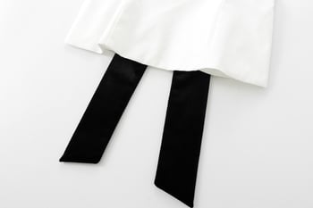 6920 Őszi 2024 Női váll nélküli top, színblokkoló patchwork és masni – poliészter