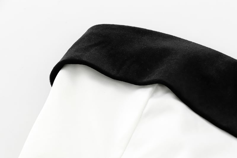 6920 Őszi 2024 Női váll nélküli top, színblokkoló patchwork és masni – poliészter