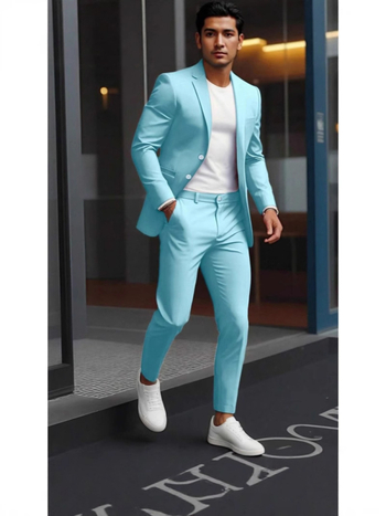 Δύο τεμαχίων σετ: πουκάμισο και κοστούμι με Peak γιακά, μπροστινό κούμπωμα με κουμπιά, στενή γραμμή, ύφασμα από βαμβακο-πολυεστέρα, διαπνέον και ανθεκτικό