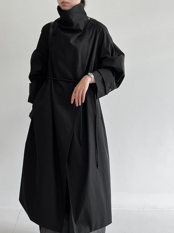 Palton-jachetă de damă, lungime medie, guler cu rever, croială lejeră, cordon talie