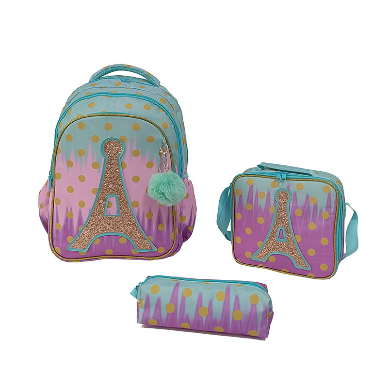 Sellő mintájú iskolai hátizsák gyerekeknek – gerincvédő, nagy kapacitású, háromrészes készlet, levegő párnás vállpántok, Oxford anyag