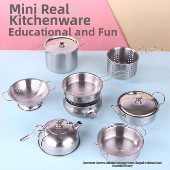 Simulačný kuchynský set – Nerezová oceľ, pre deti 7–14 rokov, unisex, Hands-on interaktívna hra