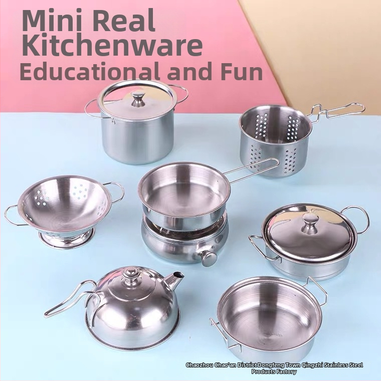 Simulačný kuchynský set – Nerezová oceľ, pre deti 7–14 rokov, unisex, Hands-on interaktívna hra