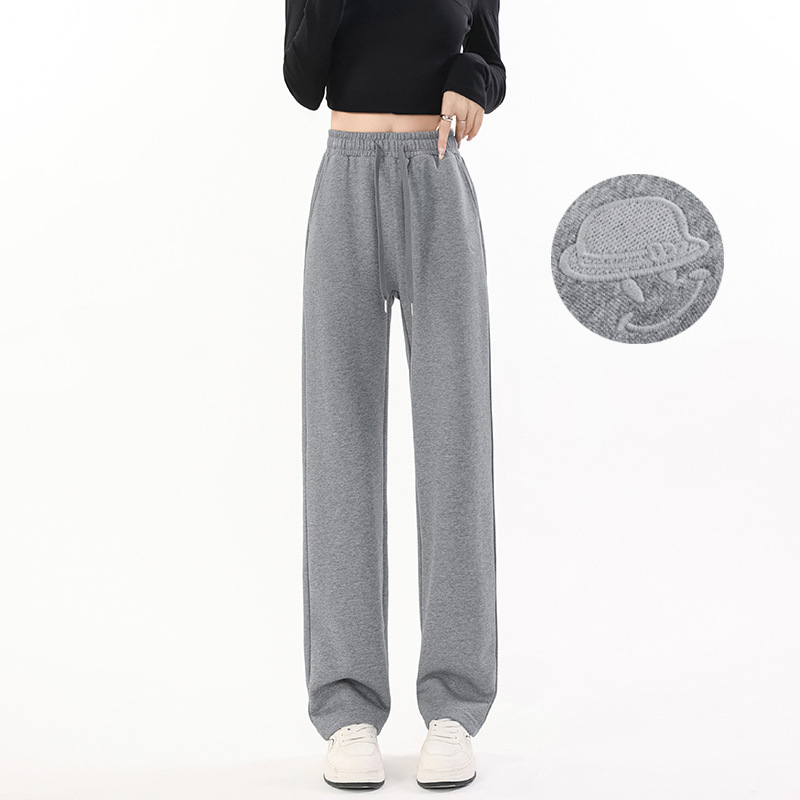 Ženske trenirke hlače od pamuka 95%+, teška tkanina, elastičan pojas, ravni kroj, casual japansko-korejski stil