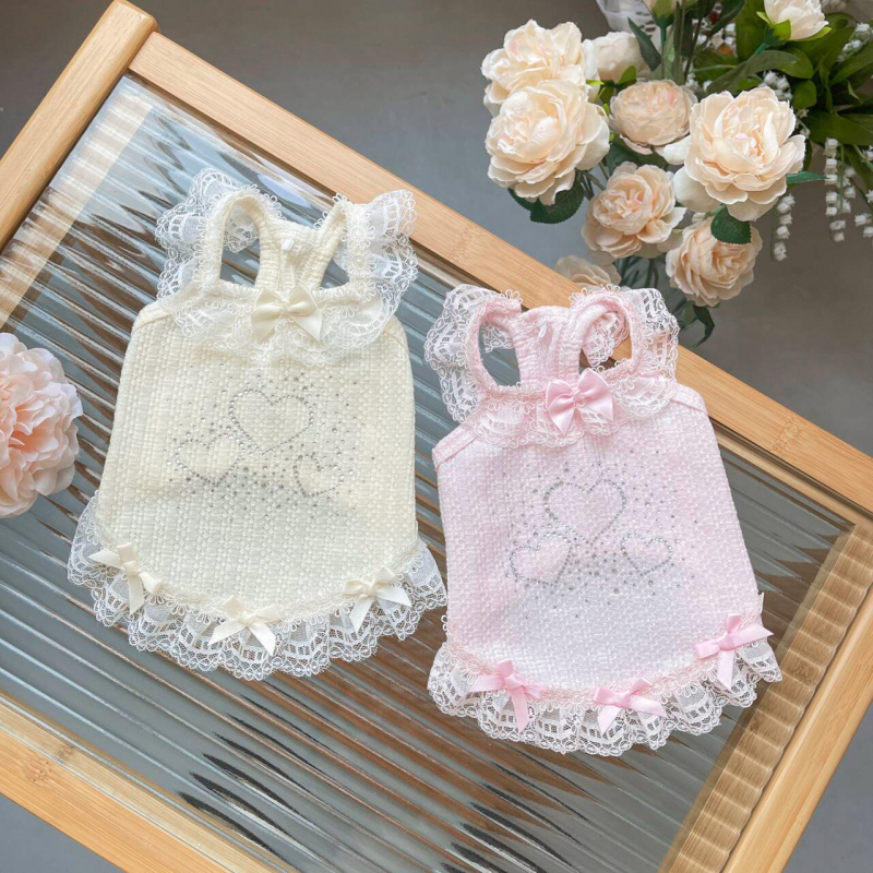 Majica za kućne ljubimce sa srcolnim rhinestones, materijal od tkanine, japanski/korejski stil, odjeća za kućne ljubimce
